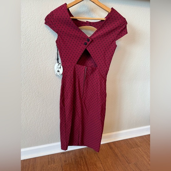 NWT Vintage Y2K Hell Bunny Vixen Dress Red Black Polka Dot Retro Pinup S-M - Picture 6 of 12